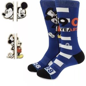 Disney Mickey Mouse Socks And Pins Stance 90th Anniversary Years Set(L)